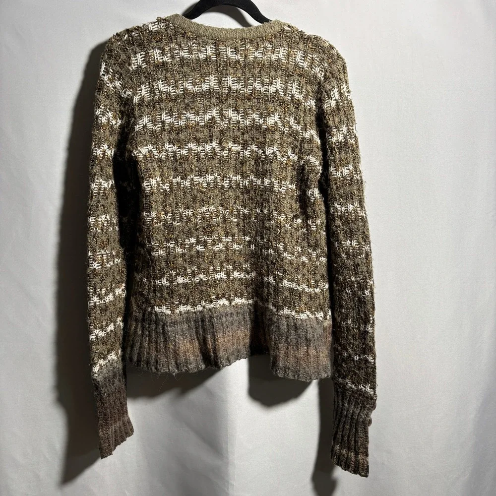 BKE Womens Green Knit Cardigan Wool Alpaca Blend Y2K Buttons L Fairy Grunge Boho